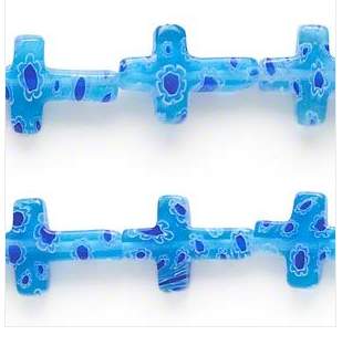 blue glass cross beads