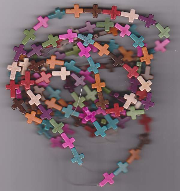 Multi color Howlite Cross Beads