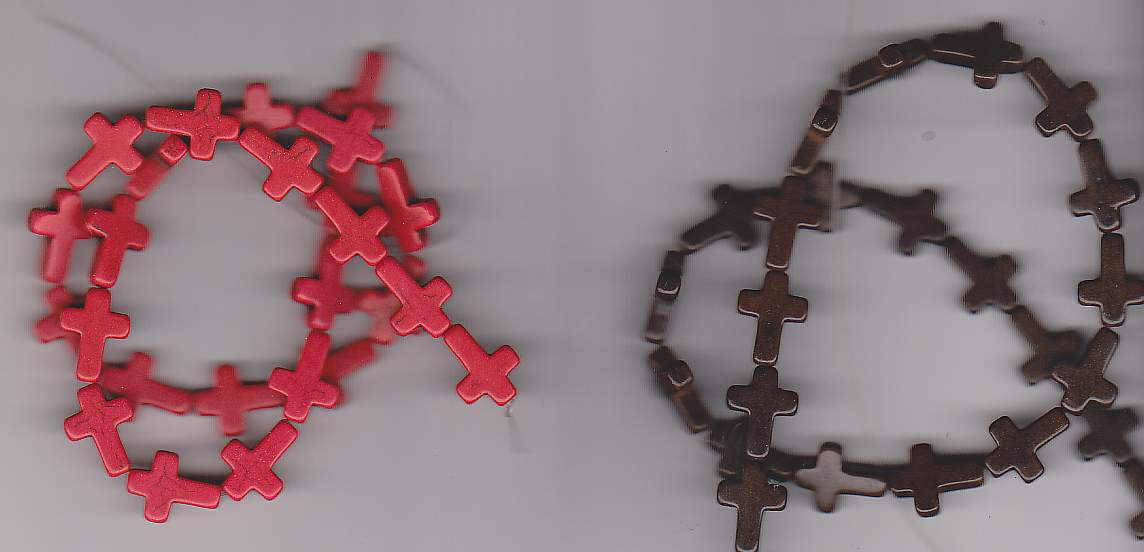 red and brown cross beads